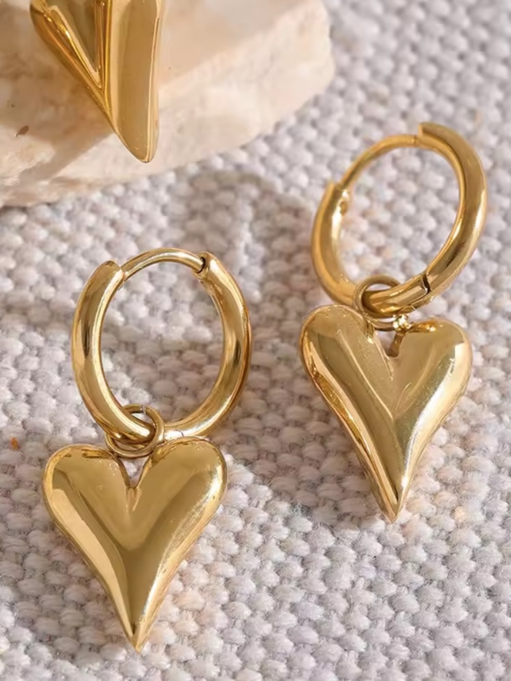 Valencia Gold Heart Drop Earrings